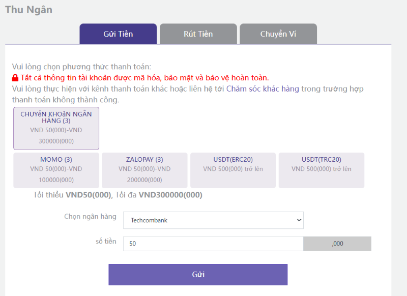 Nạp rút tiền 2 hướng dẫn nạp rút tiền YSB66